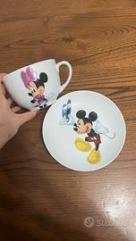 Tazza con piatto disney minnie e topolino nuova