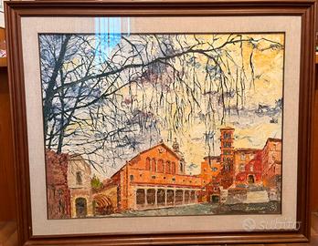Quadro olio su tela vintage G. Zanzoni - Roma 1976