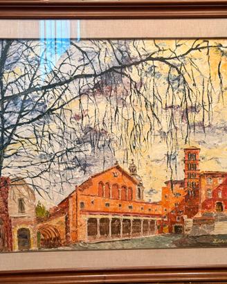 Quadro olio su tela vintage G. Zanzoni - Roma 1976