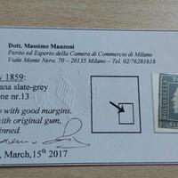 Francobollo SICILIA 1859 - 20 Grana - Certificato