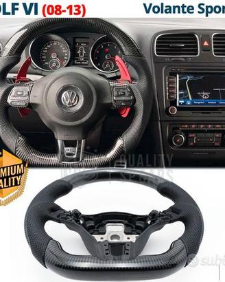 VOLANTE Sportivo per VW Golf 6 in Carbonio e Pelle