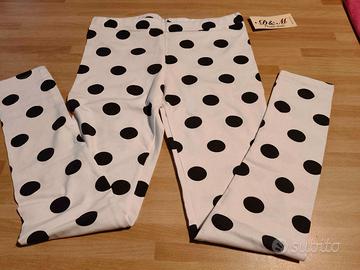 Leggings bambina bianchi pois neri