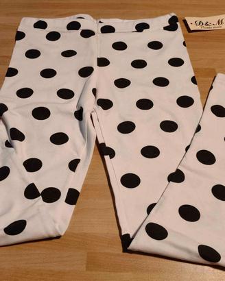 Leggings bambina bianchi pois neri
