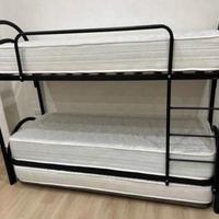 LETTO A CASTELLO NERO A 3 POSTI LETTO CON MATERASS