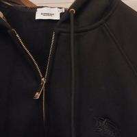 Felpa Burberry Nera con Zip Taglia XXL Hoodie