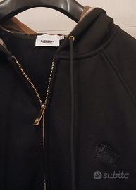 Felpa Burberry Nera con Zip Taglia XXL Hoodie