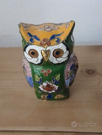 Gufo doppia faccia in metallo colorato h cm 8


