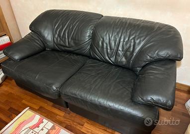 Divano in pelle, con rivestimento in tessuto