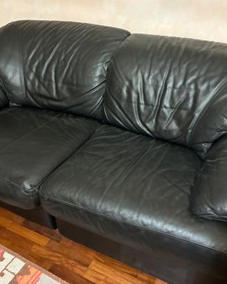 Divano in pelle, con rivestimento in tessuto