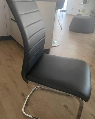 N. 4 Sedie Design Moderno in Ecopelle Nero