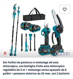 Set potatura e motosega a batteria