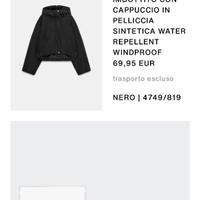 Giacchetto con cappuccio pelliccia sintetica