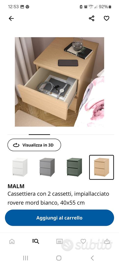 MALM Cassettiera con 2 cassetti, impiallacciato rovere mord bianco, 40x55  cm - IKEA Italia