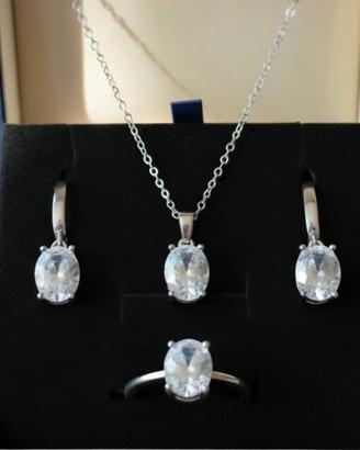 Parure di gioielli in argento 925 e zirconi 