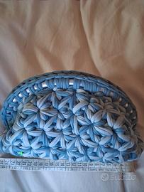 borsa uncinetto chiusura azzurro fiore stella