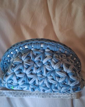 borsa uncinetto chiusura azzurro fiore stella