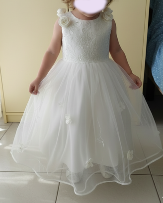 Abito cerimonia bianco in tulle multistrato 2 anni