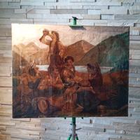 Antico  olio su tela fine '800 firmato