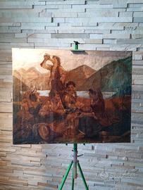 Antico  olio su tela fine '800 firmato