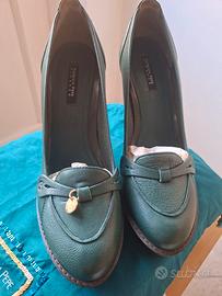 Patrizia Pepe décolleté verdi pelle tg 39 tacco