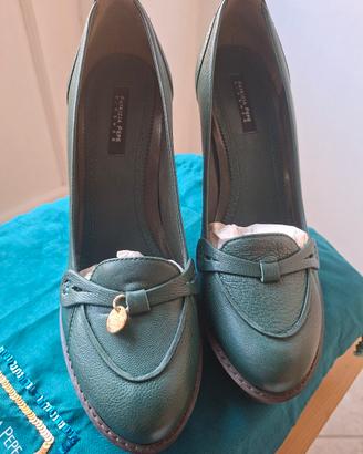 Patrizia Pepe décolleté verdi pelle tg 39 tacco