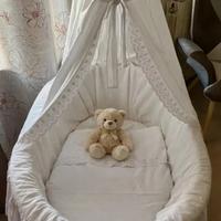 Culla Neonato Vintage Completa di Materasso e ruot