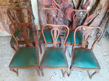 Lotto set 6 sedie Chippendale