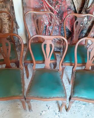 Lotto set 6 sedie Chippendale