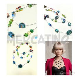 COLLANA 3 FILI MILLEFIORI VETRO
