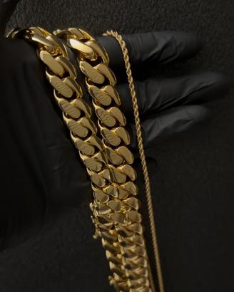 Collana e Bracciale Cuban Oro 18k Placcato