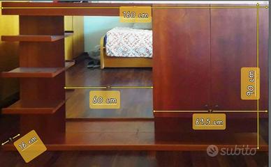 Specchiera bagno in legno stile rustico 160 cm