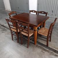 tavolo in legno massello arte povera e 6 sedie