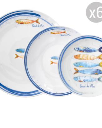 Servizio 18 piatti porcellana Bord De Mer