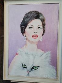 quadro Sophia loren dipinto ad olio