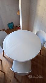 Tavolo da cucina rotondo – bianco e marrone scuro