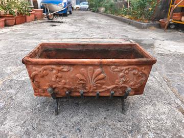 porta vaso in ferro + vaso di terracotta 60 X 27