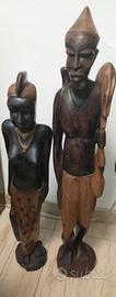 Coppia di grandi statue africane in legno 