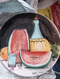 2 piatti "Bassano"  Vintage/2 tazze dipinte a mano