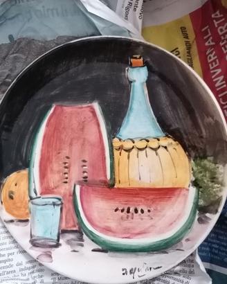 2 piatti "Bassano"  Vintage/2 tazze dipinte a mano