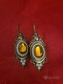 orecchini con perle e topazio