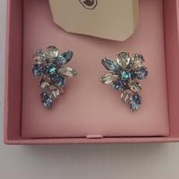 orecchini swarovski fiore blu e argento