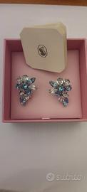 orecchini swarovski fiore blu e argento