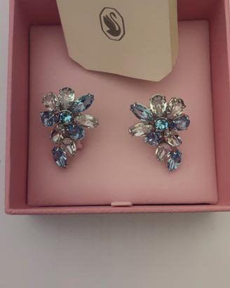 orecchini swarovski fiore blu e argento