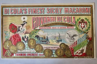 Etichetta pubblicitaria pastificio di cola sicilia