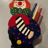 portamatite clown legno dipinto