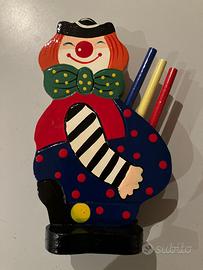portamatite clown legno dipinto