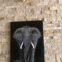 QUADRO DIPINTO A MANO ''ELEFANTE'' firmato
