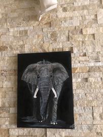 QUADRO DIPINTO A MANO ''ELEFANTE'' firmato