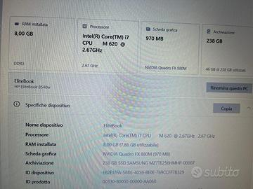 HP EliteBook 8540w i7