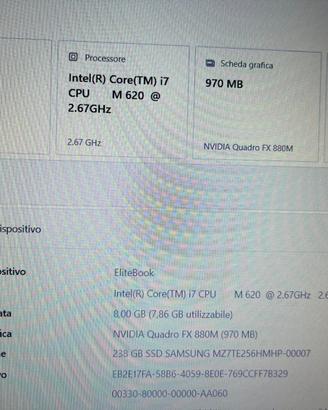 HP EliteBook 8540w i7